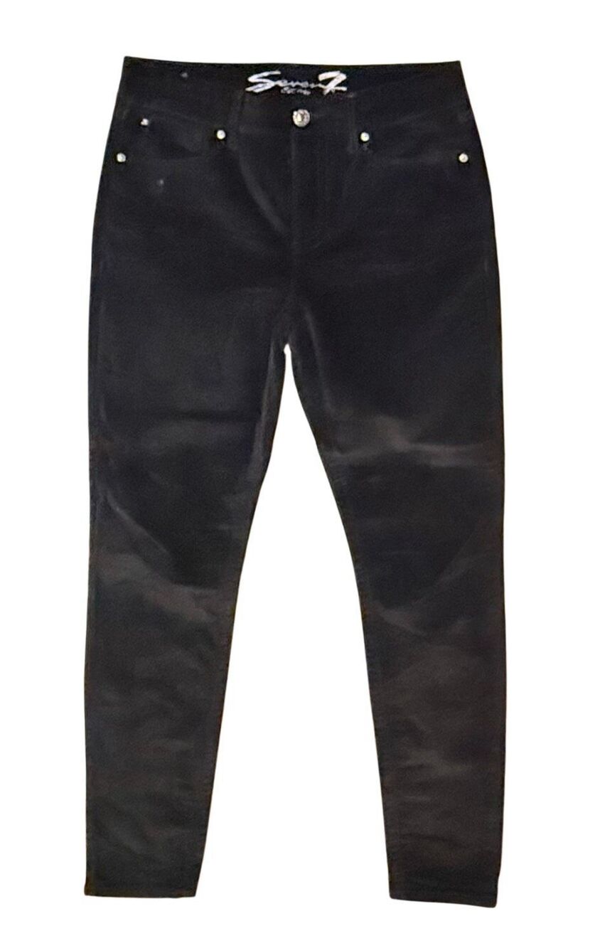 Seven7 Women’s Tummyless High Rise Skinny Stretch Black Velvet Pants Sz. 8